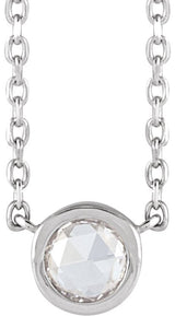 Platinum Round Natural Diamond Rose-Cut Bezel-Set Necklace