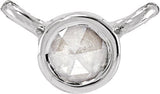 14K Gold Round Natural Diamond Rose-Cut Bezel-Set Necklace - White Gold