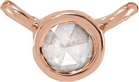 14K Gold Round Natural Diamond Rose-Cut Bezel-Set Necklace - Rose Gold