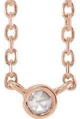 14K Gold Round Natural Diamond Rose-Cut Bezel-Set Necklace - Rose Gold