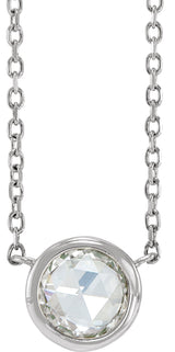 14K Gold Round Natural Diamond Rose-Cut Bezel-Set Necklace - White Gold