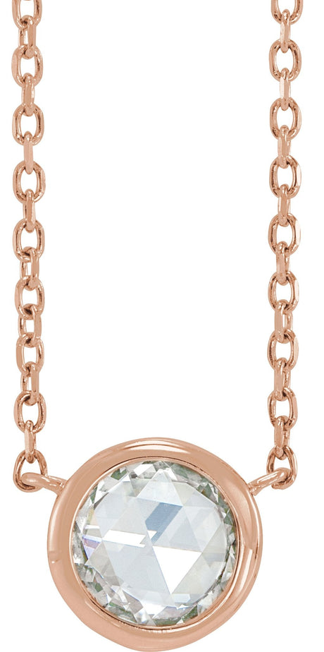 14K Gold Round Natural Diamond Rose-Cut Bezel-Set Necklace - Rose Gold