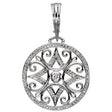 14K Gold Round Natural Diamond Vintage-Inspired Pendant with Enhancer Bail