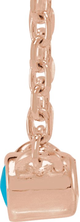 14K Gold Round Natural Turquoise Rose-Cut Bezel-Set Necklace - Rose Gold - view 2