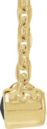 14K Gold Round Natural Black Onyx Rose-Cut Bezel-Set Necklace - Yellow Gold - view 2