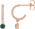 14K Gold Round Lab-Grown Alexandrite French-Set Hoop Earrings - Rose Gold