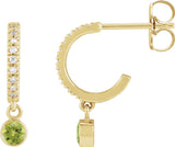 14K Gold Round Natural Peridot French-Set Hoop Earrings - Yellow Gold