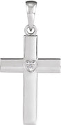 Platinum Round Natural Diamond Engravable Cross Necklace or Pendant