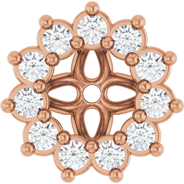 14K Gold Natural Diamond Accented Earring Jackets VI - Rose Gold