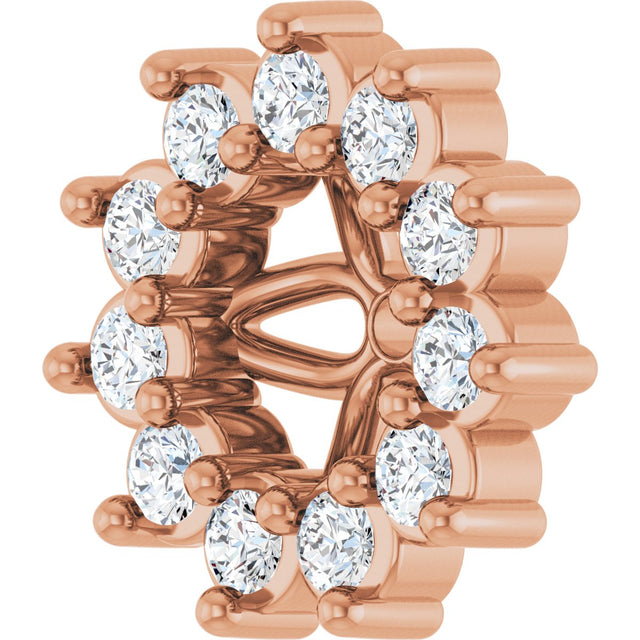 14K Gold Natural Diamond Accented Earring Jackets VI - Rose Gold - view 2
