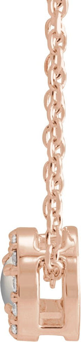 14K Gold Round Natural Rainbow Moonstone Halo-Style Rose-Cut Necklace or Pendant - Rose Gold - view 2