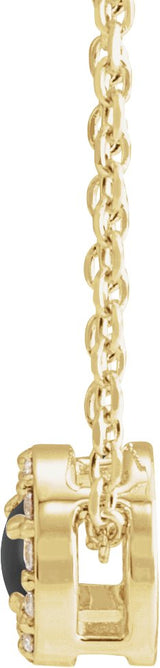 14K Gold Round Natural Black Onyx Halo-Style Rose-Cut Necklace or Pendant - Yellow Gold - view 2