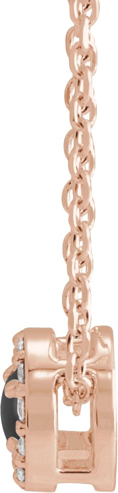 14K Gold Round Natural Black Onyx Halo-Style Rose-Cut Necklace or Pendant - Rose Gold - view 2
