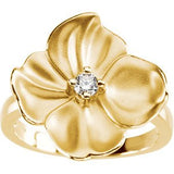 14K Gold Round Natural Diamond Flower Ring – 3mm Stones - view 2