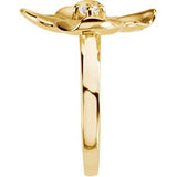 14K Gold Round Natural Diamond Flower Ring – 3mm Stones - view 3