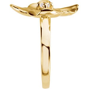 14K Gold Round Natural Diamond Flower Ring – 3mm Stones - view 3