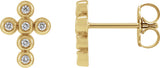 14K Gold Round Cubic Zirconia Cross Earrings - Yellow Gold