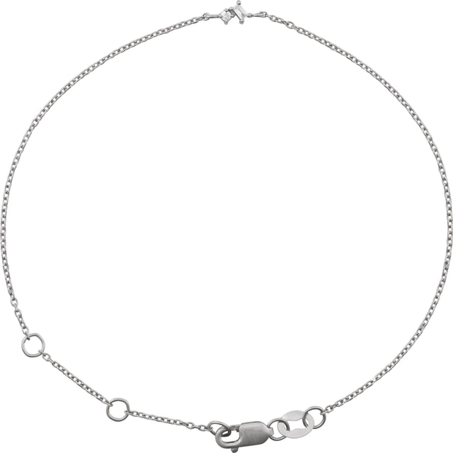14K Gold Straight Baguette Natural Diamond Accented Link Bracelet - White Gold