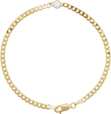 14K Gold Round Natural Diamond Bezel-Set Solitaire Curb Link Bracelet