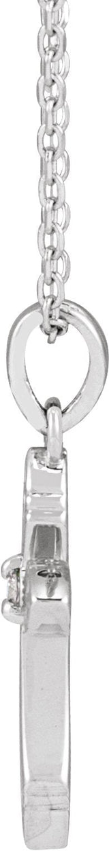 Platinum Round Natural Diamond Accented Cross Necklace - view 2