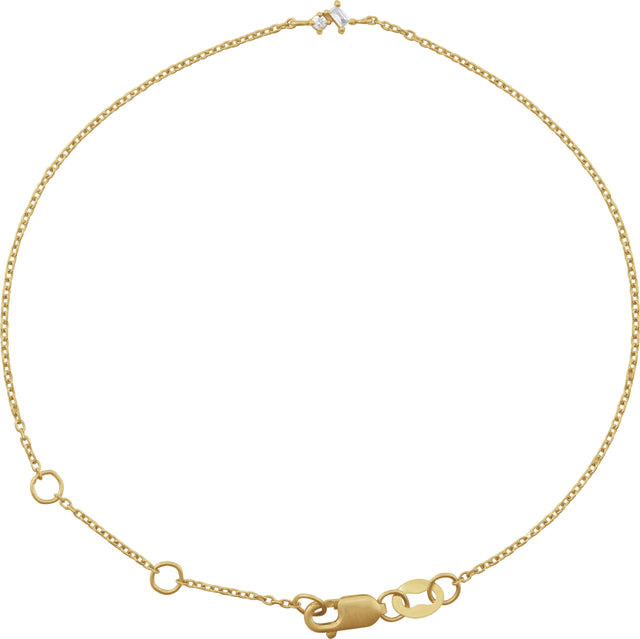 14K Gold Straight Baguette Natural Diamond Accented Link Bracelet - Yellow Gold