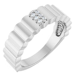 14K Gold Round Natural Diamond Accented Cigar Ring - White Gold