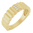 14K Gold Round Natural Diamond Accented Cigar Ring - Yellow Gold