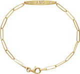 14K Gold Round Natural Diamond Engravable Curved Bar Bracelet - Yellow Gold - view 3