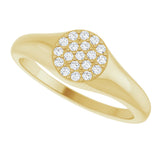 14K Gold Round Natural Diamond Cluster Signet Ring - Yellow Gold - view 5