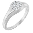 Platinum Round Natural Diamond Cluster Signet Ring