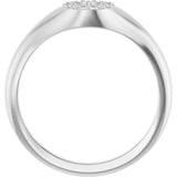 Platinum Round Natural Diamond Cluster Signet Ring - view 2