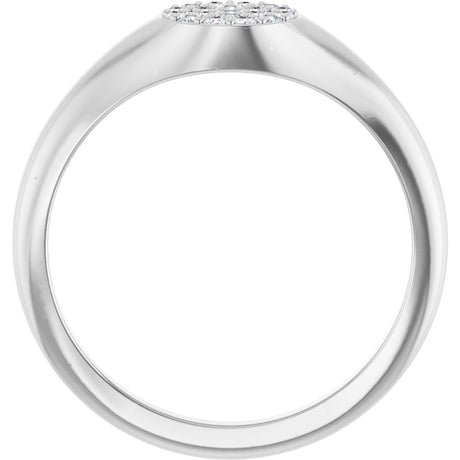 Platinum Round Natural Diamond Cluster Signet Ring - view 2