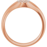 14K Gold Round Natural Diamond Cluster Signet Ring - Rose Gold - view 2
