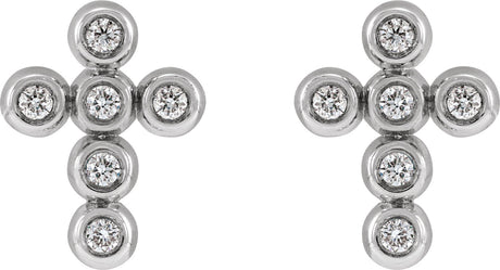 Platinum Round Cubic Zirconia Cross Earrings - view 2