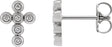 Platinum Round Cubic Zirconia Cross Earrings