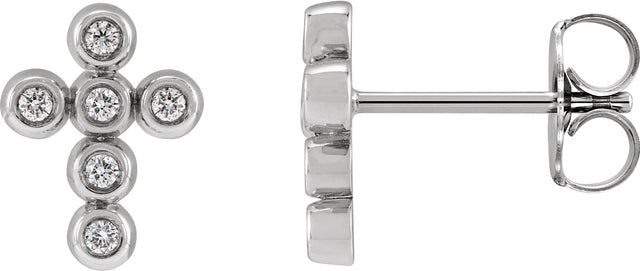 Platinum Round Cubic Zirconia Cross Earrings