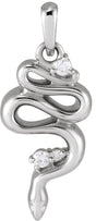 Platinum Round Natural Diamond Accented Serpent Necklace or Pendant