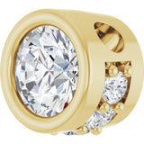 14K Gold Round Natural White Sapphire Accented Bezel-Set Necklace or Pendant - Yellow Gold - view 2