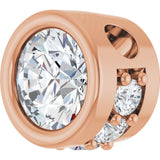 14K Gold Round Natural White Sapphire Accented Bezel-Set Necklace or Pendant - Rose Gold - view 2