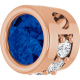14K Gold Round Lab-Grown Blue Sapphire Accented Bezel-Set Necklace or Pendant - Rose Gold - view 2
