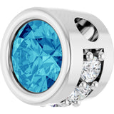 14K Gold Round Natural Blue Zircon Accented Bezel-Set Necklace or Pendant - White Gold - view 2