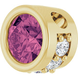14K Gold Round Natural Pink Tourmaline Accented Bezel-Set Necklace or Pendant - Yellow Gold - view 2