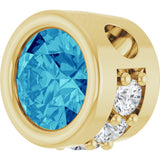 14K Gold Round Natural Blue Zircon Accented Bezel-Set Necklace or Pendant - Yellow Gold - view 2