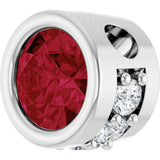 14K Gold Round Natural Ruby Accented Bezel-Set Necklace or Pendant - White Gold - view 2