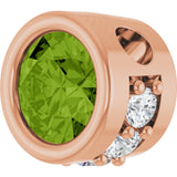 14K Gold Round Natural Peridot Accented Bezel-Set Necklace or Pendant - Rose Gold - view 2