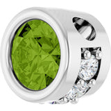 Platinum Round Natural Peridot Accented Bezel-Set Necklace or Pendant - view 2