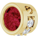 14K Gold Round Natural Ruby Accented Bezel-Set Necklace or Pendant - Yellow Gold - view 2
