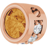 14K Gold Round Natural Citrine Accented Bezel-Set Necklace or Pendant - Rose Gold - view 2