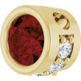 14K Gold Round Natural Mozambique Garnet Accented Bezel-Set Necklace or Pendant - Yellow Gold - view 2