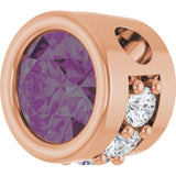 14K Gold Round Lab-Grown Alexandrite Accented Bezel-Set Necklace or Pendant - Rose Gold - view 2